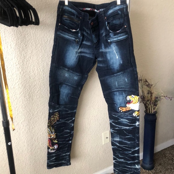 Rockstar Men Exclusive Tiger Fight Jeans EUC - Picture 1 of 14
